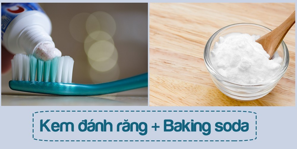 Tẩy trắng răng bằng bột baking soda với kem đánh răng